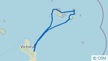 7 day sailing route from Mahé in the Seychelles