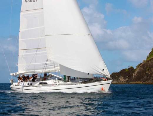 Course in the West Indies on board a sailing yacht