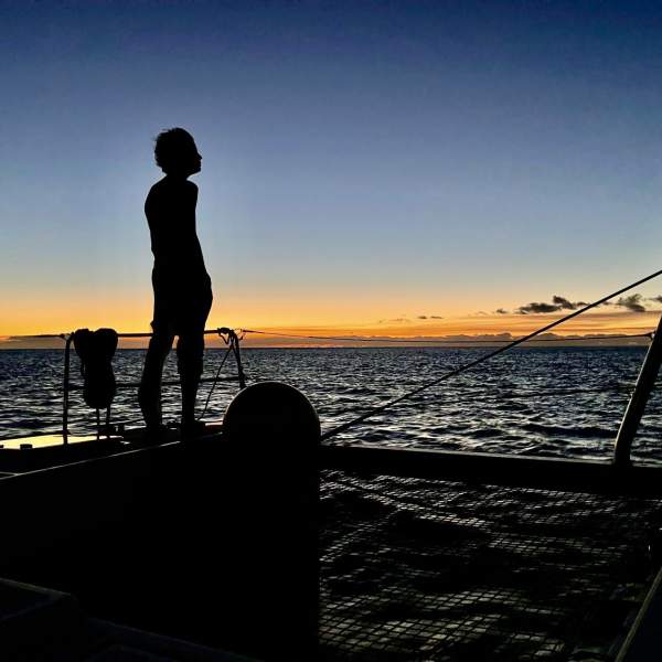 Sunset on your catamaran